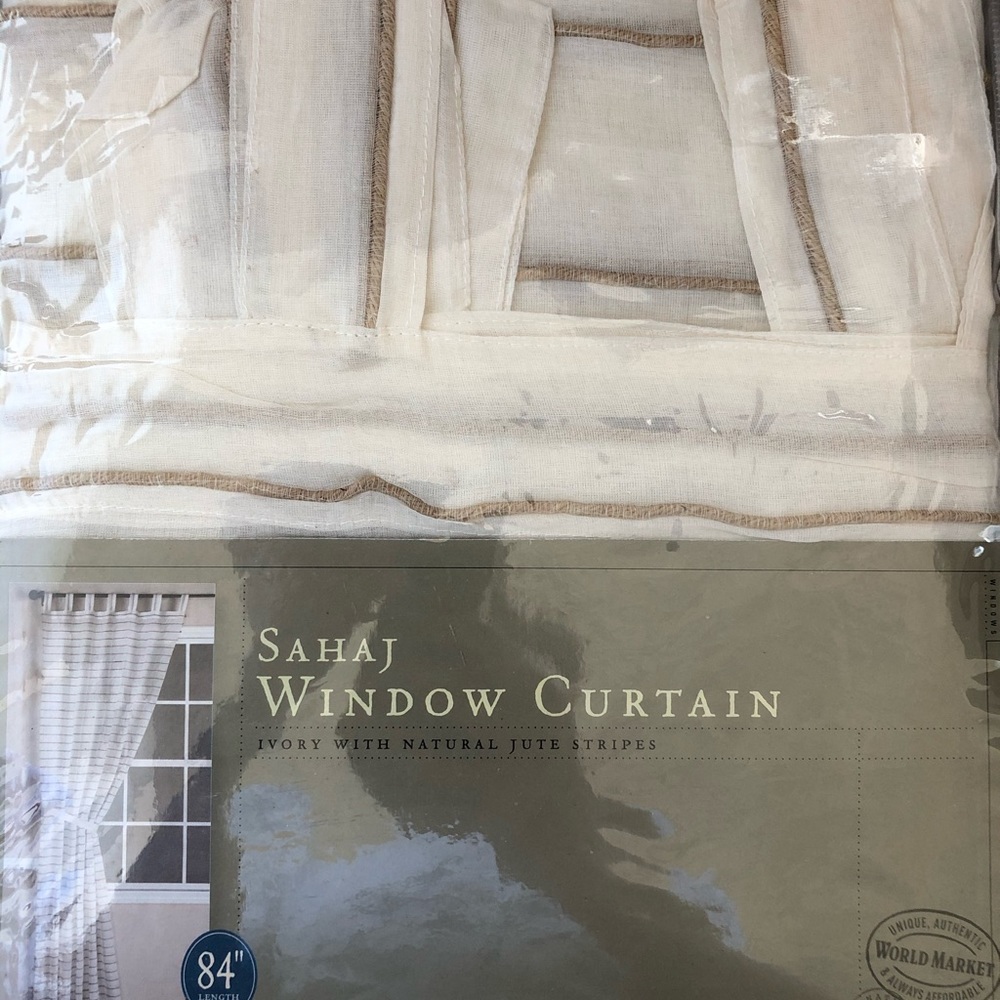 Sahaj Window Curtain in Ivory with Jute Stripe (World Market)- brand new - Picture 3 of 3